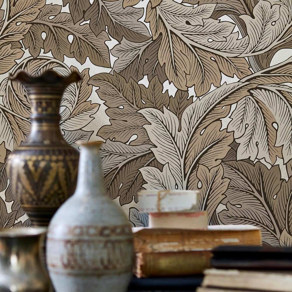 Acanthus Wallpaper 216441 by Morris & Co in Manilla Stone